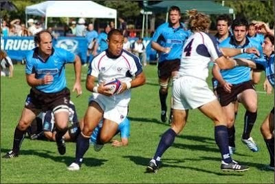 Saracens vs USA Islanders facing off on the rugby field engaged in a match